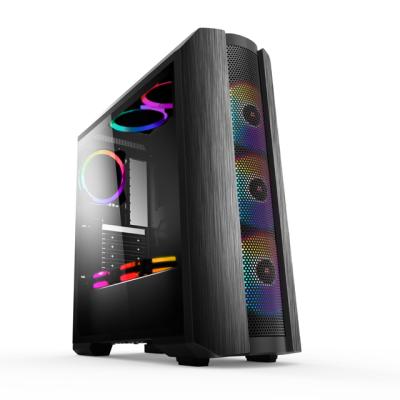 China With Fan Medium Tower ATX Computer Gaming Case With Tempered Glass Front Panel RGB Fans for sale