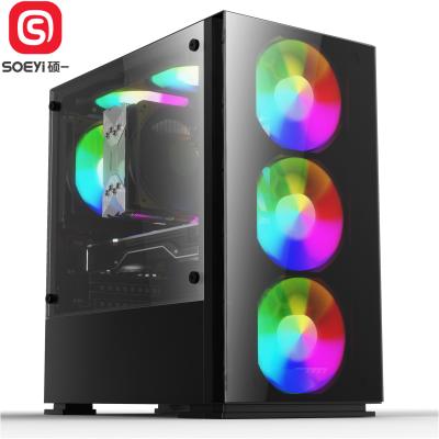 China With Fan 2021 Design Tower Cabinet Full PC RGB Computer Case Cool PC Case Computer Gaming For PC for sale