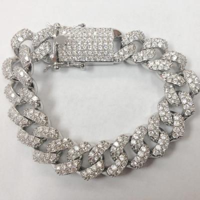 China New Design Trendy Jewelry Brass Fashion Cuban Zircon Chain Bracelet for sale