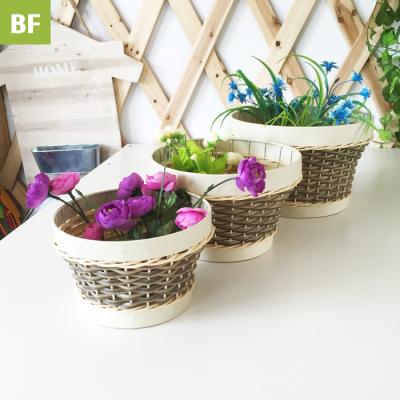 China Modern small square unique hand & colorful bride woven plant plankton wedding floral rattan tray basket for sale