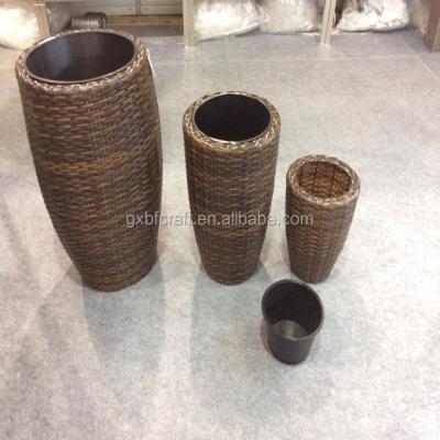 China Best selling light craft art rattan planter pot large with metal pot or plastic inside for sale