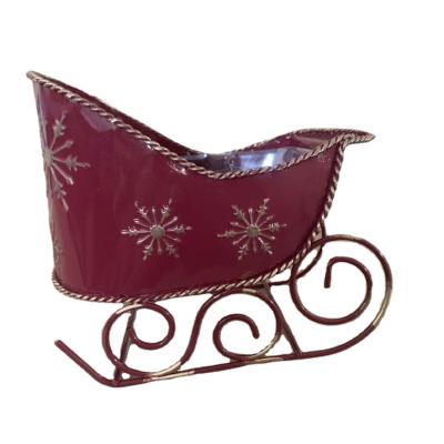 China Garden& Wholesale Custom High Quality Christmas Home Decoration Santa Sleigh Metal Sleigh Decoration Galvanized Indoor Christmas Sleigh For Christmas Holidays for sale