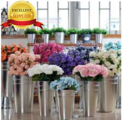 China American garden balcony candy bucket candy color iron flower pot style white metal bucket indoor flower pots for sale