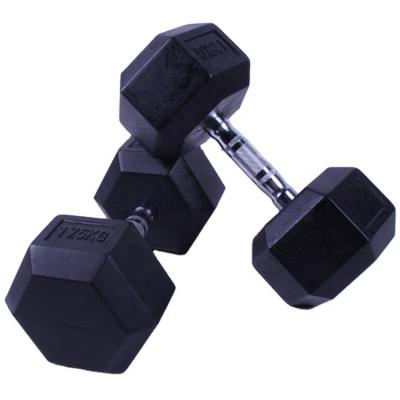 China Wholesale Commercial Home Gym Fitness Dumbbell Free Weights Rubber Hex Dumbbells Durable Anti-Skid Strength Dumbbells for sale