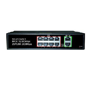 China POE 10 Ports PoE Switch 8 x 100M PoE Ports 2 x 1 Gigabit 120W PoE Uplink Ports for CCTV Camera for sale