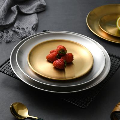 China Gold Disposable Luxury Korean Style Stainless Steel Barbecue Dish For Wedding Party for sale