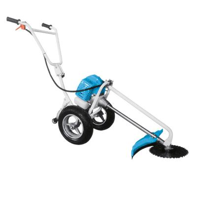 China 2-Stroke Gasoline Brush Cutter Hand Push Brush Cutter With Wheeled Trolley Brush Cutter for sale