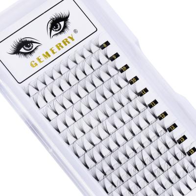 China Long Natural 3D 5D Grafting False Eyelash Extensions Style 0.07mm Thickness Groups Natural Makeup C Loop Volume Pre Made Fan Lashes for sale