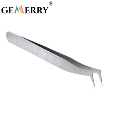 China Ultra Long Tweezers 45 Stainless Steel Laah False Eyelash Extension Tweezers Surface Contact Trimmer Nipper For Brows 90 Degree Tweezers for sale