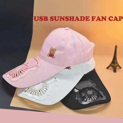 China Outdoor Fan Hat USB Charging Breathable Fan Cooling Sunscreen Shade Cap Portable Sunscreen Fan Hat Adjustable Fan Hat for sale