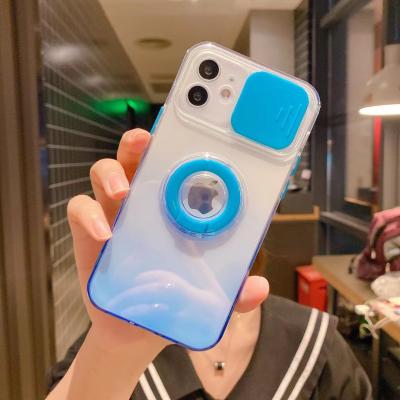 China Shockproof Gradient Ring Holder Cell Phone Camera Lens Shockproof Protective Case Cover For iPhone 13 pro 12 Max Mini for sale