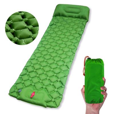 China Lightweight Durable Multi Color Ultralight Camping Mattress Waterproof Boosting Self Sleep Outdoor Folding Inflatable Camping Mat With Pillow for sale