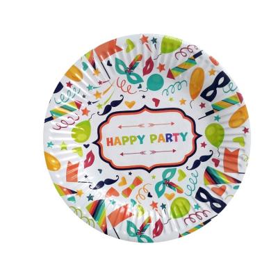 China Disposable High Quality Environmental Friendly Birthday Color Party Printed Custom Paper Plates for sale