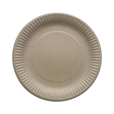 China Environmental Friendly Biodegradable Inexpensive Greaseproof Disposable Bamboo Paper Plate 9 Inch Around 230mm for sale