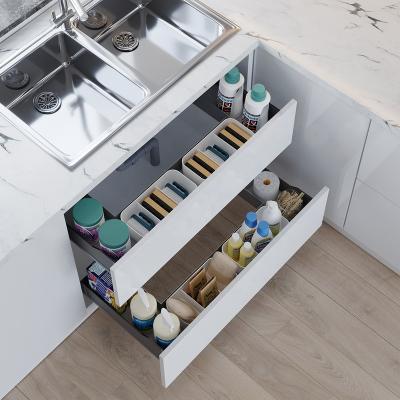 China Waterproof Under Sink Drawer Basket With Multifunctional PP Boxes Goldmine Kitchen Storage Slide Shelves for sale