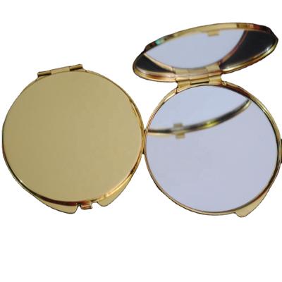 China Double Sided Round Cosmetic Mirror Double Sides Compact Portable Gold Mirror Pocket Custom Makeup Mirror Private Label With Logo for sale