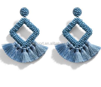 China Hot selling handmade woven tassel earrings miyuki pearl earrings boho tassel earrings new for girls for sale