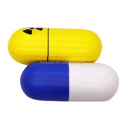 China PU Foam Stress Ball Anti Pill Capsule Pill Capsule Toys Anti Pill Stress Ball Custom Squeeze Toys for sale