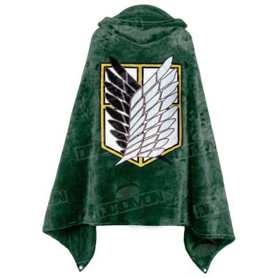 China Wholesale Breathable Japanese Anime Bodysuit Cloak Cape Halloween Flannel Cosplay Costume Green Attack On Titan Cover Up Hoodie for sale