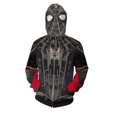 China Hoodies High Quality Super Heroes Cosplay Anime 3d Prints Sport Hoody Spiderman Hoodie Zip Full Face Hoodie for sale