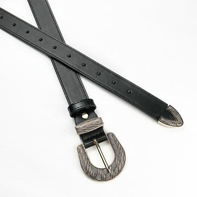 China Retro  High Quality European And American Style Women's Belt Pu Belt Simple And Versatile Alloy Buckle for sale