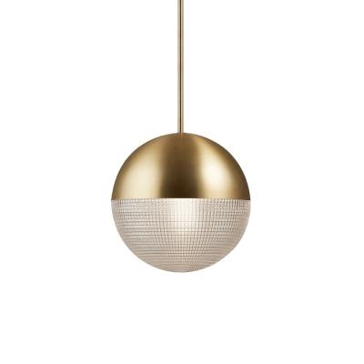 China Modern Half Metal Half Glass LED Chandelier Light Round Modern Ball Decoration Pendant Light Fixture for sale