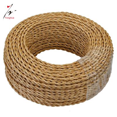 China Vintage Decorative Antique Cloth Covered Retro Twisted Electric Textile Cable Braid Fabric Vintage Rope Chandelier Lamp Wire 2*0.75mm for sale