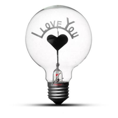 China Retro Vintage Edison Bulbs Heart Shape Incandescent Christmas Lamp Edison Bulb Tonghua E27 G80 I Love You Lighting AC220V for sale