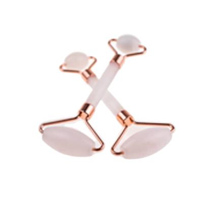 China High Quality Anti Aging Rose Quartz Jade Roller Gua Sha Facial Massage Tools Anti Puffiness Face Set Gift Rose Gold Stone Body for sale