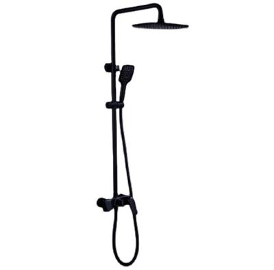 China With diverter Matt Black Shower System Brass exposed shower column set with Bath shower mixer for sale