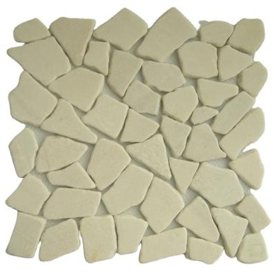 China Wholesale Blank Tumbled White Snow Cobblestone / Pebble Mosaic Tiles for sale