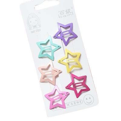 China Women's cute love star five-pointed children's hairpin side shots clip candy baking varnish pink clip for sale