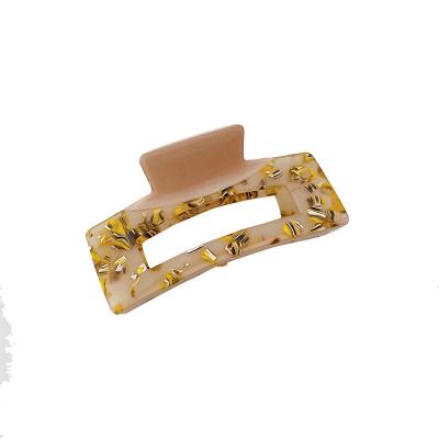 China Soft Acetic Acid Plate Two Color Splicing Big Square Hollow Back Hair Clip Head Color Shark Clip for sale