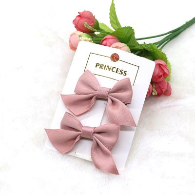 China New Chinese style little girl side clip kids folder pure color fabric bow hair accessories for sale