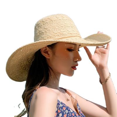 China ENGLAND STYLE Beach Holiday Style Straw Hat Beach Wind Brim Wind Woven Outdoor Sun Hat for sale