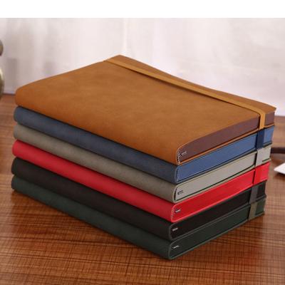 China Popular Soft Cover PU Printed Leather Notebook With Elastic Band for sale