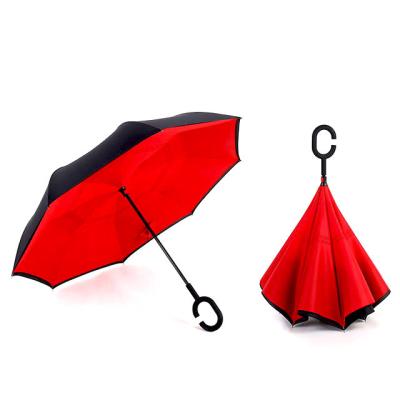 China Promotion China Factory Made Custom Logo C-handle Full Automatic Reverse Folding Umbrella for sale