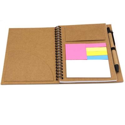 China high quality eco-friendly spiral hardcover sprial notebook with sticky notepad wholesale for sale