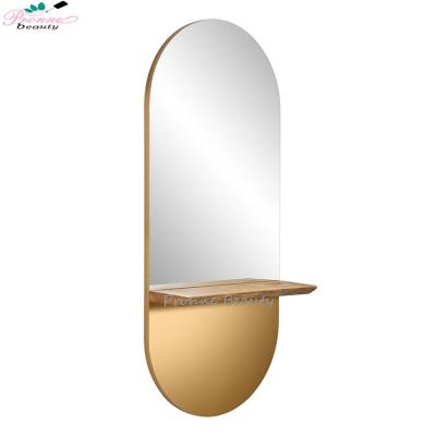 China 2023 Fashion Hairdressing Beauty Furniture Gold Material Durable High Quality Luxury Mirrors For Hair Salons for sale