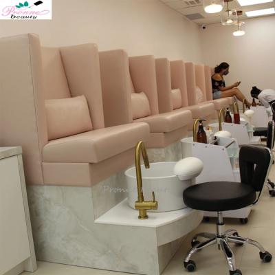 China New Salon 2023 Modern Luxury Equipment Whirlpool Light Pink Pedicure Light Fancy Double Station With Massage for sale