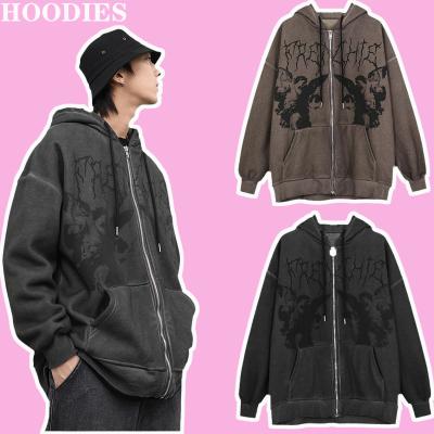 China 2022 Anti-Wrinkle Fashion Women's Oversized Gothic Oversize Women's Autumn Winter Streetwear Coat Vintage Full Zip Grunge Hoodies and Sweatshirts for sale