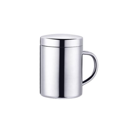 China Sustainable High Quality Custom Logo Metal Double Wall Insulated Water Coffee Stainless Steel Mug With Lids for sale