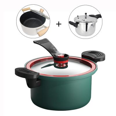 China Durable new non-stick cast iron micro pressure cooker seal ring cookware sets soup and stock pots micro pressure cooker with handle for sale