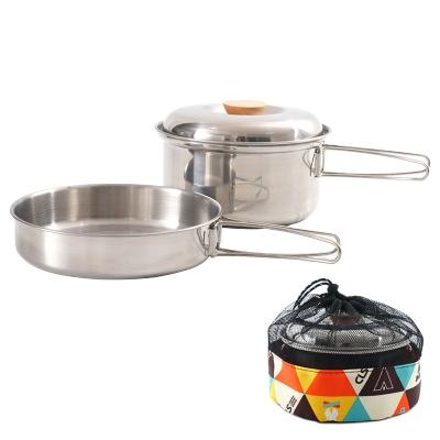 China SS304 The Most Popular Outdoor Camping Equipment Stainless Steel Three Piece Pot for sale