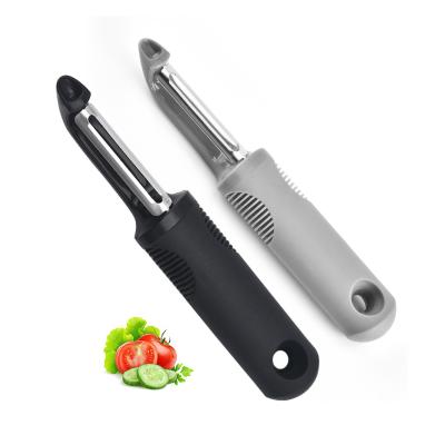 China Sustainable Stainless Steel Kitchen Tools Blade Fruit Vegetable Potato Apple Peeler Grips Serrated Peeler for sale