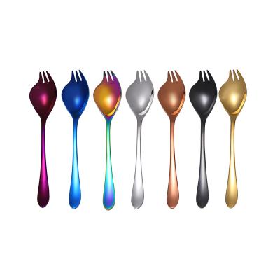 China Viable Wholesale Restaurant Fruit Tables To Serve Stainless Steel Gold Coffee Flatware Salad Fork Spoon Spoon for sale