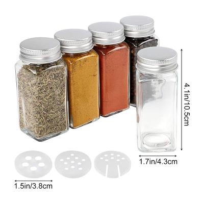 China Custom Preprinted Labels Viable Salt and Pepper Shakers Empty Spice Containers Glass Spice Jars with Shaker Lids for sale