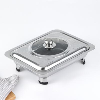 China Buffet Display Stand/Design Price Modern Stainless Steel Buffet Container Stove Serving Trays Food Warmer Glass Chafing Dishes Modern for sale