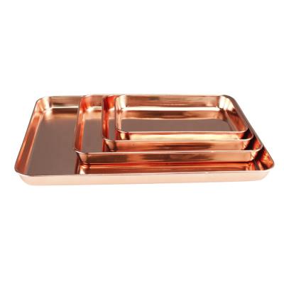 China Modern European American Rose Gold Smoking Tray Coffee Food Metal Stainless Steel Custom Rolling Serving Tray For Sale for sale