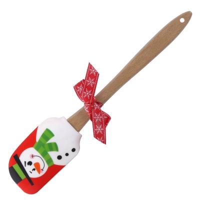 China Viable Wholesale Silicone Mini Spatula Wooden Spatula With Silicon Head Kitchen Spatula for sale